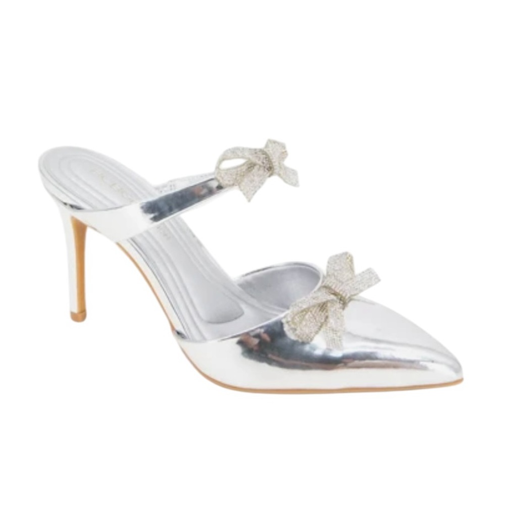 BCBGeneration Bardia Pump backless heel bride formal sexy reflective wedding 6.5
